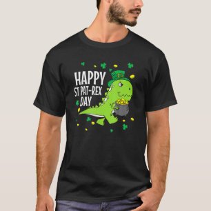 Happy St Pat T Rex Saint Patrick's Day Dinosaur Bo T-Shirt