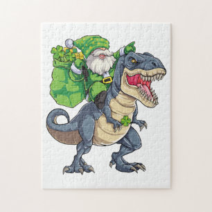Happy St Pat T Rex Saint Patrick's Day Leprechaun Jigsaw Puzzle