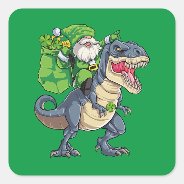 Happy St Pat T Rex Saint Patrick's Day Leprechaun  Square Sticker (Front)