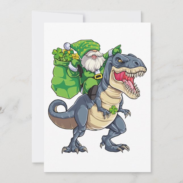 Happy St Pat T Rex Saint Patrick's Day Leprechaun  Thank You Card (Front)
