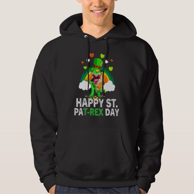 Happy St Pat Trex Day  Dino St Patricks Day Toddle Hoodie (Front)