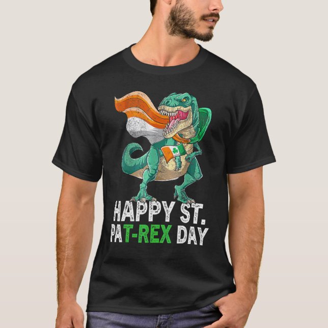 Happy St Pat Trex Day  Dino St Patricks Day Toddle T-Shirt (Front)