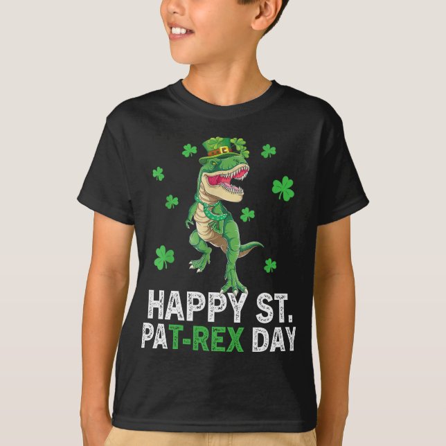 Happy St Pat Trex Day Dinosaur Toddler St Patricks T-Shirt (Front)