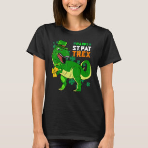 Happy St Pat Trex Day Saint Patrick Dinosaur Boys T-Shirt
