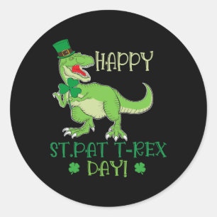 Happy St Patrex Day Pat T-rex Dino Irish Pat Trex  Classic Round Sticker