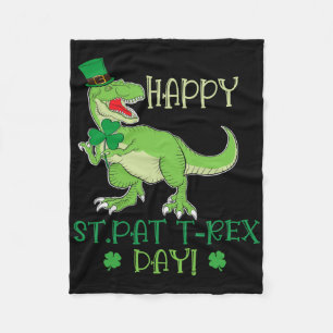 Happy St Patrex Day Pat T-rex Dino Irish Pat Trex  Fleece Blanket