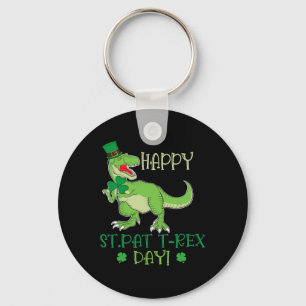 Happy St Patrex Day Pat T-rex Dino Irish Pat Trex  Keychain