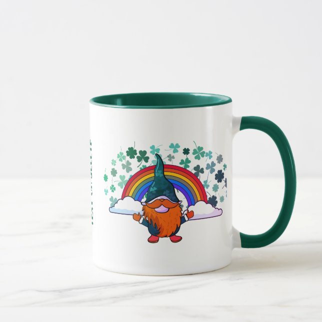 Happy St. Patrick Day Gnomest Rainbow Clover Mug (Right)