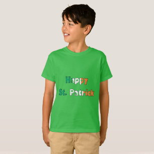 Happy St. Patrick Irish Flag Colours Typography T-Shirt