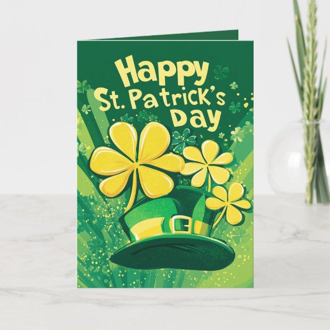 Happy St. Patrick’s Day and leprechaun hat Card (Front)