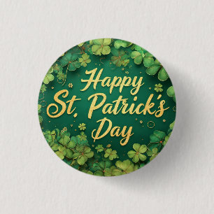 Happy St. Patrick’s Day Clover Design 1 Inch Round Button
