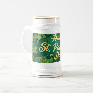 Happy St. Patrick’s Day Clover Design Beer Stein