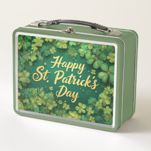 Happy St. Patrick’s Day Clover Design Metal Lunch Box