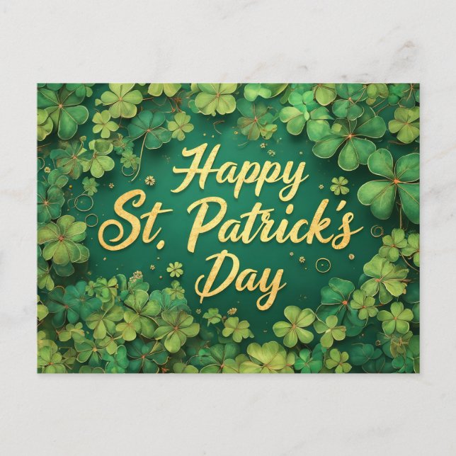 Happy St. Patrick’s Day Clover Design Postcard (Front)