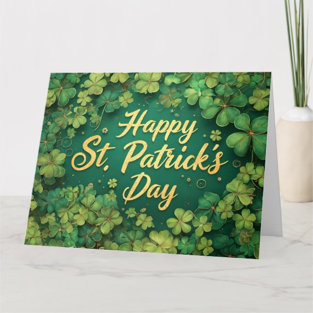 Happy St. Patrick’s Day Clover Design Thank You Card (Front)
