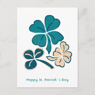 Happy St. Patrick`s day Clover Shamrock Drawing Postcard