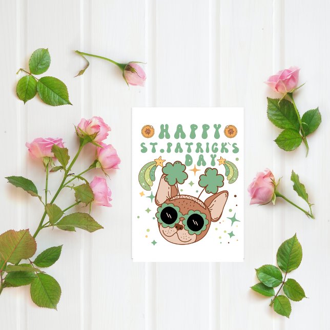 Happy St. Patrick`s day Cute dog with sunglasses Holiday Card (Creator Uploaded)