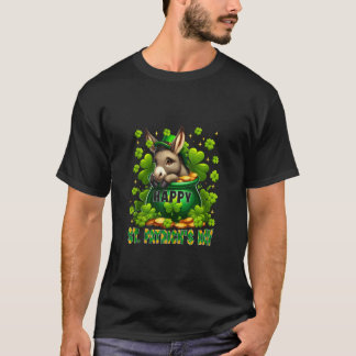 Happy St Patrick s Day Donkey Inside Pot Shamrocks T-Shirt