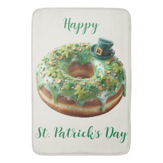 Happy St. Patrick’s Day Donut with Leprechaun Hat Bath Mat