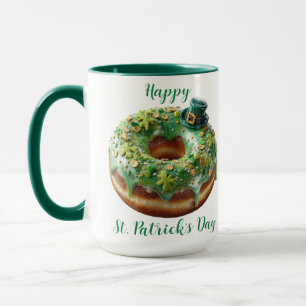 Happy St. Patrick’s Day Donut with Leprechaun Hat Mug