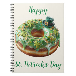 Happy St. Patrick’s Day Donut with Leprechaun Hat Notebook