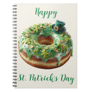 Happy St. Patrick’s Day Donut with Leprechaun Hat Notebook
