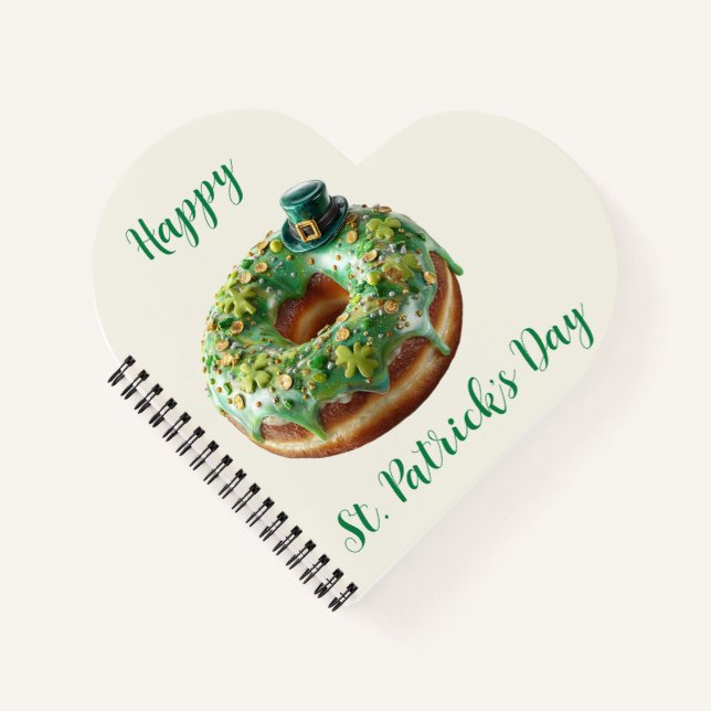 Happy St. Patrick’s Day Donut with Leprechaun Hat Notebook (Front)