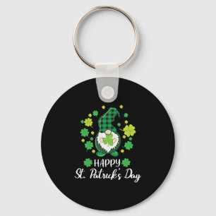 Happy St Patrick s Day Gnome Tie Dye Shamrock Keychain
