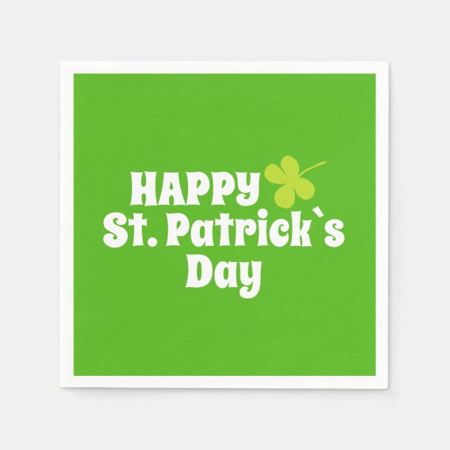 Happy St Patrick`s day Green Lucky Shamrock Napkin (Front)