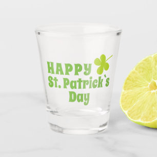 Happy St Patrick`s day Green Lucky Shamrock Shot Glass