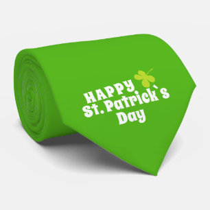 Happy St Patrick`s day Green Lucky Shamrock Tie