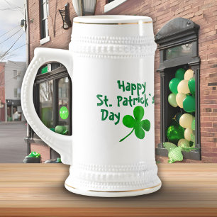 Happy St. Patrick`s Day Irish Green Shamrock Beer Stein