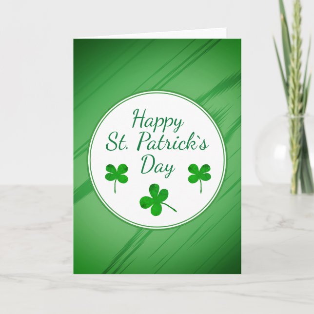 Happy St. Patrick`s Day Irish Green Shamrock Card (Front)
