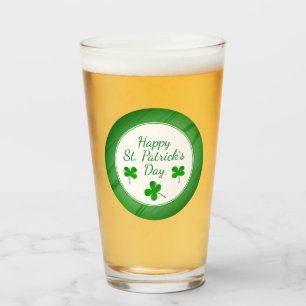 Happy St. Patrick`s Day Irish Green Shamrock Glass