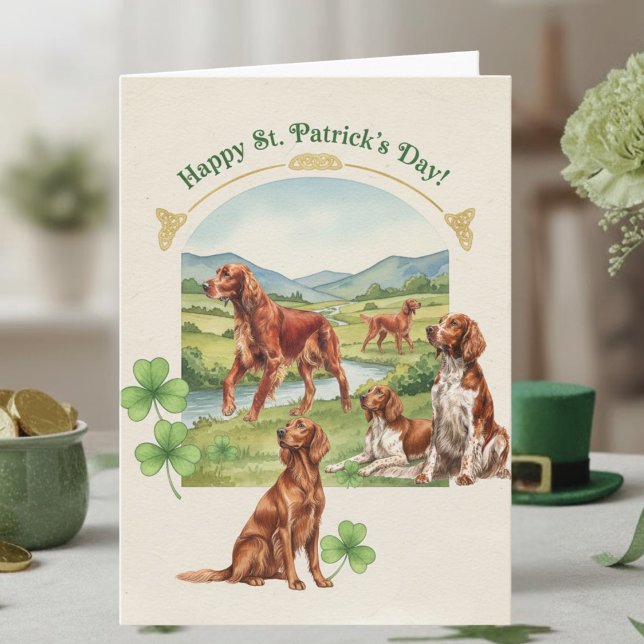 Happy St. Patrick’s Day Irish Setter Dog Card (Creator Uploaded)