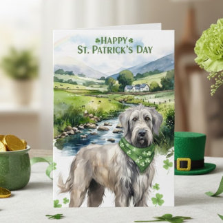Happy St. Patrick’s Day Irish Wolfhound Watercolor Card