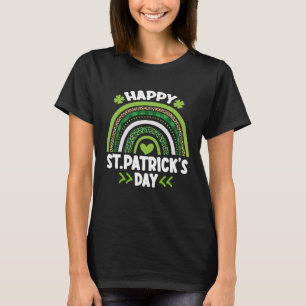 Happy St Patrick s Day Leopard Print Rainbow Shamr T-Shirt