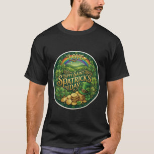 Happy St. Patrick’s Day Love Heart Rainbow Shamroc T-Shirt