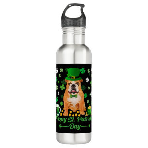 Happy St Patrick s Day Proud Irish Bulldog Lover 710 Ml Water Bottle