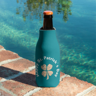 Happy St. Patrick`s Day Shamrock Clover  Bottle Cooler