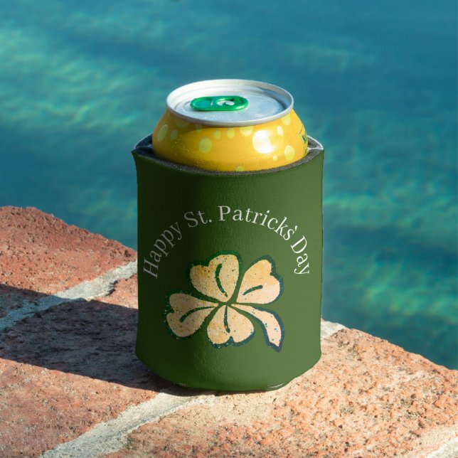 Happy St. Patrick`s Day Shamrock Clover Green Can Cooler (In Situ Pool)