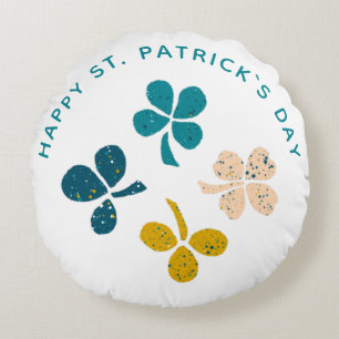 Happy St. Patrick`s Day Shamrock Clover Round Pillow