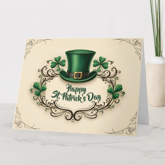 Happy St. Patrick’s Day Shamrock Design Card (Front)