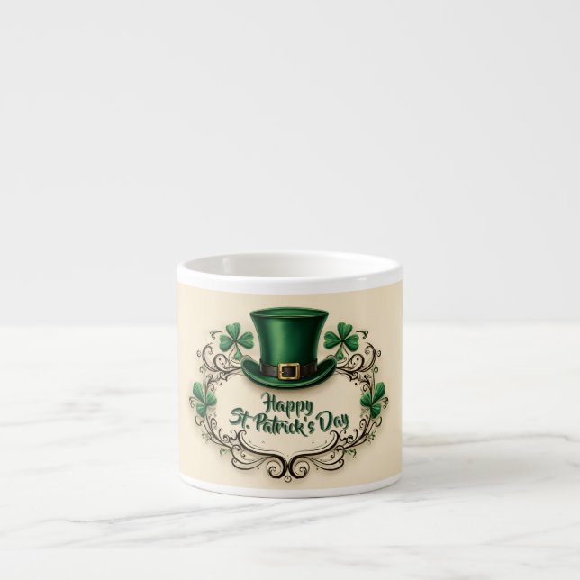 Happy St. Patrick’s Day Shamrock Design Espresso Cup (Front)