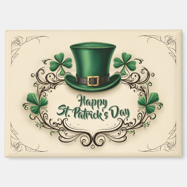 Happy St. Patrick’s Day Shamrock Design Magnet (Front)