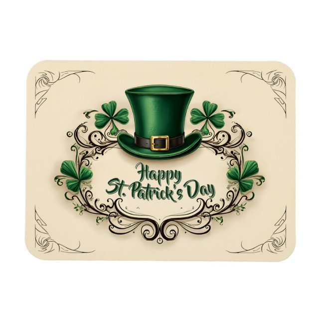 Happy St. Patrick’s Day Shamrock Design Magnet (Horizontal)