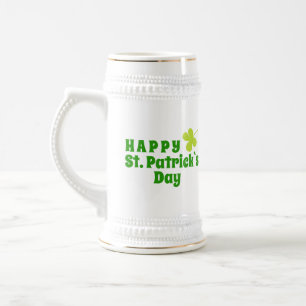 Happy St Patrick`s day Shamrock Green Beer Stein