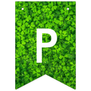 Happy St. Patrick Shamrock Clover Typography Irish Bunting Flags