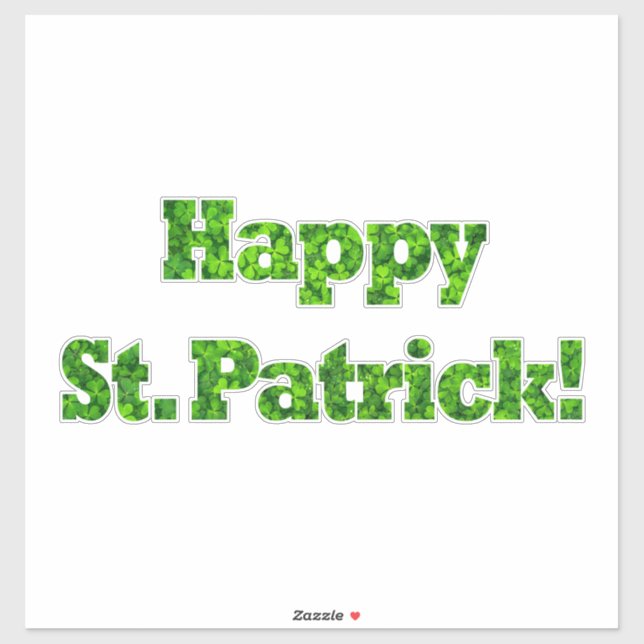 Happy St. Patrick Typography Shamrock Green Clover (Sheet)