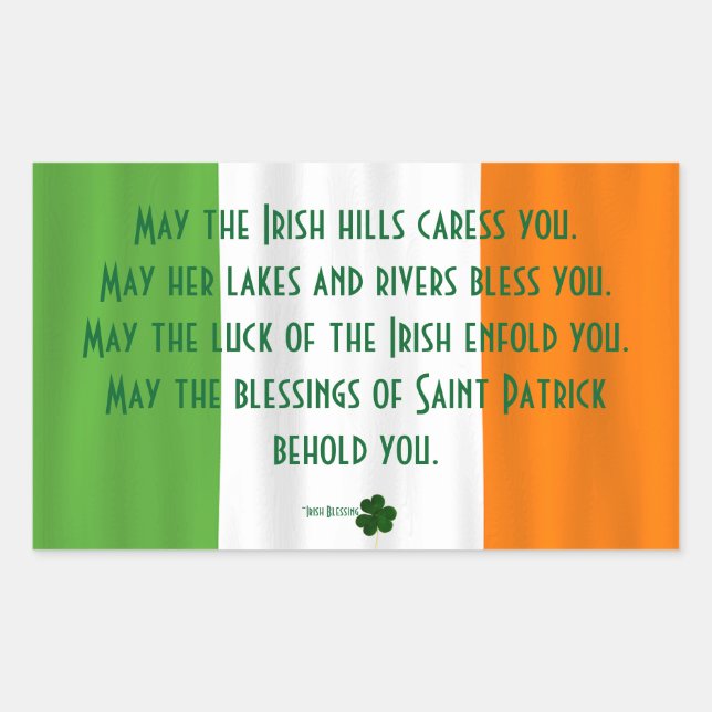Happy St. Patrick's Blessing Irish Flag Shamrock Sticker (Front)
